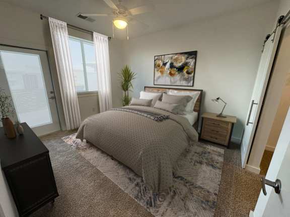 Master bedroom in The Alston Apartments.