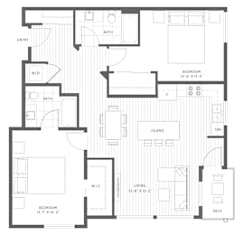 Floor Plan  Floor Plan E1 Two Bedroom Two Bath