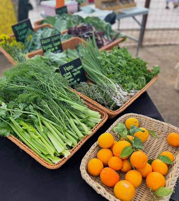 Vegetables and fruits stall at Bautista Apartments, Tucson, AZ