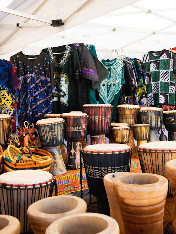 A collection of drums at Bautista Apartments, Tucson, Arizona