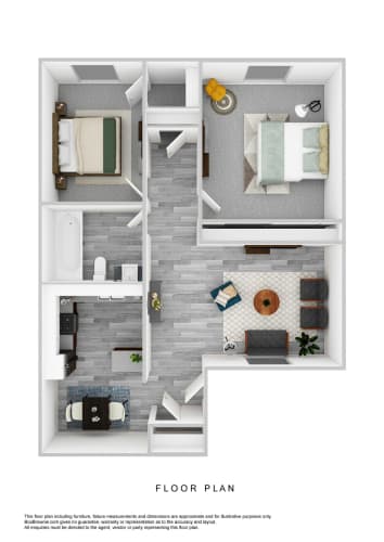 Floor Plan  Two Bedroom One Bath