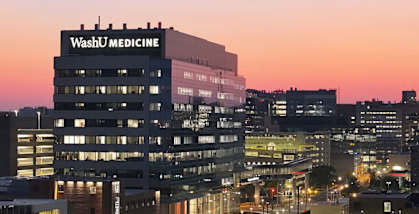 the building in the city at sunset