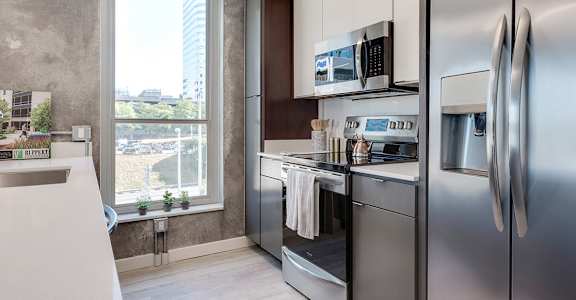 Kitchen with Stainless Steel Appliances at an Art Museum at The Locks Tower in Richmond, Virginia