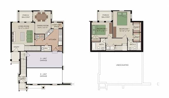 Shamona C Floor Plan at Claremont Apartments, Pennsylvania