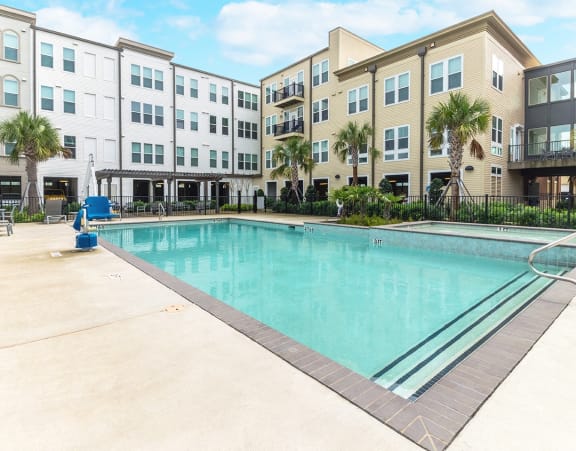 Swimming pool at Villas on the Strand apartments in Galveston, TX