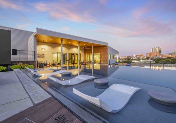 the home has a roof terrace with views of the city