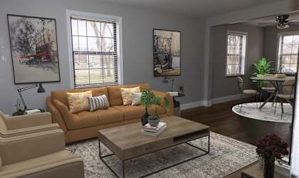 a living room with a couch and a coffee table at Huntley Ridge, Ohio, 45419