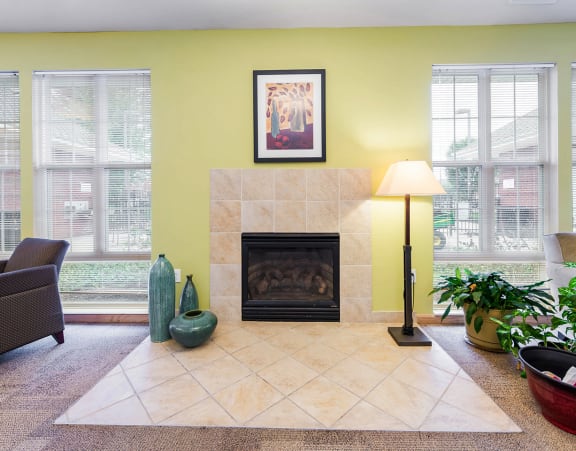 A community room with sitting areas at Horace Mann apartments and townhomes in Gary, IN
