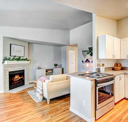 The Lynx Kitchen with Stainless Steel Appliances at The Lynx Apartments, Everett, WA, 98204