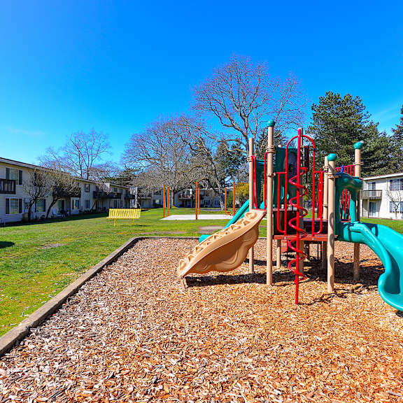 Playground with Blue Slide at MOD 83, Washington, 98498