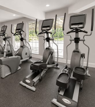 a gym with treadmills and other exercise equipment in a home