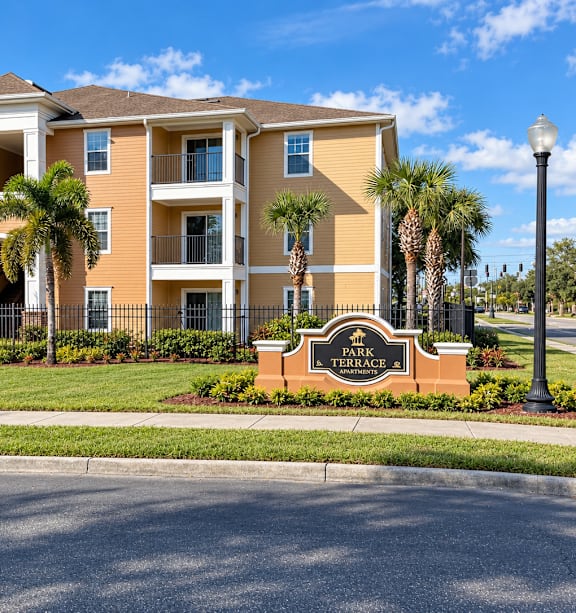 A large apartment complex called Park Terrace is shown in the image.