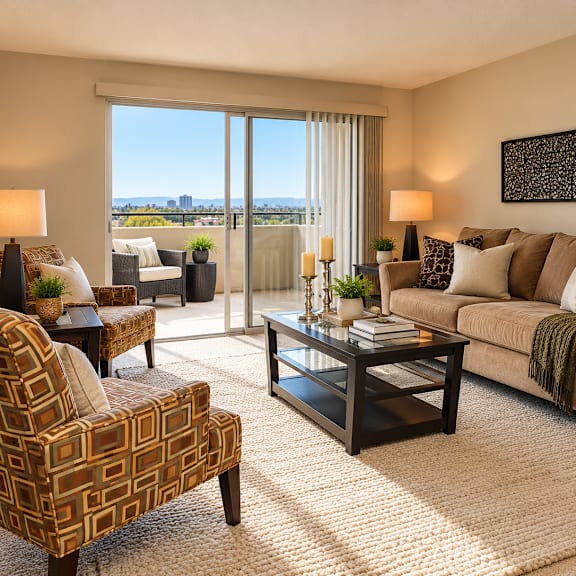 A living room with a sofa, armchair, and coffee table.