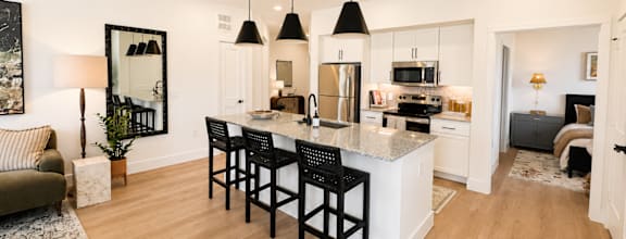 Kitchen 2 Modern kitchen with pendant lighting at The Bluewood