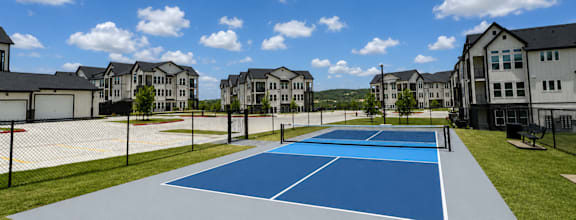 Outdoor pickleball court at The Bluewood community
