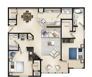 Camden II (2Bed / 2Bath / Sunroom) Floor Plan at Brittany Commons Apartments, Spotsylvania, Virginia