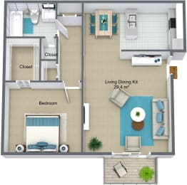  Floor Plan One Bedroom