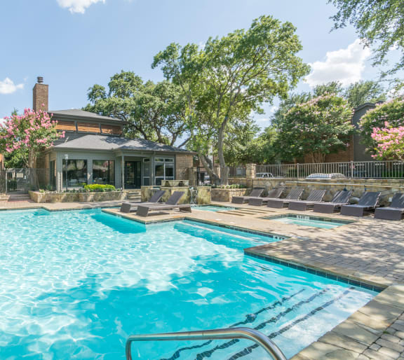 Front Pool View at Trinity Village Apartments, Texas, 75287