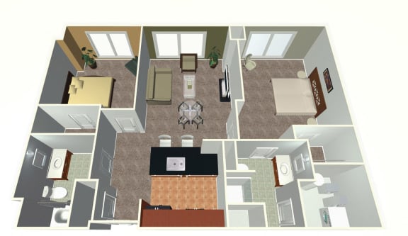 2 bed apartment-2 Bed H floor plan at Midtown Crossing Apartments in midtown Omaha NE 68131