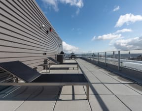 the observation deck on the top of the building