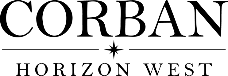 Corban Horizon West Apartments Black Text Logo with Star Emblem