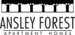 A black and white image of a sign for "Ansley Forest Apartment Homes".
