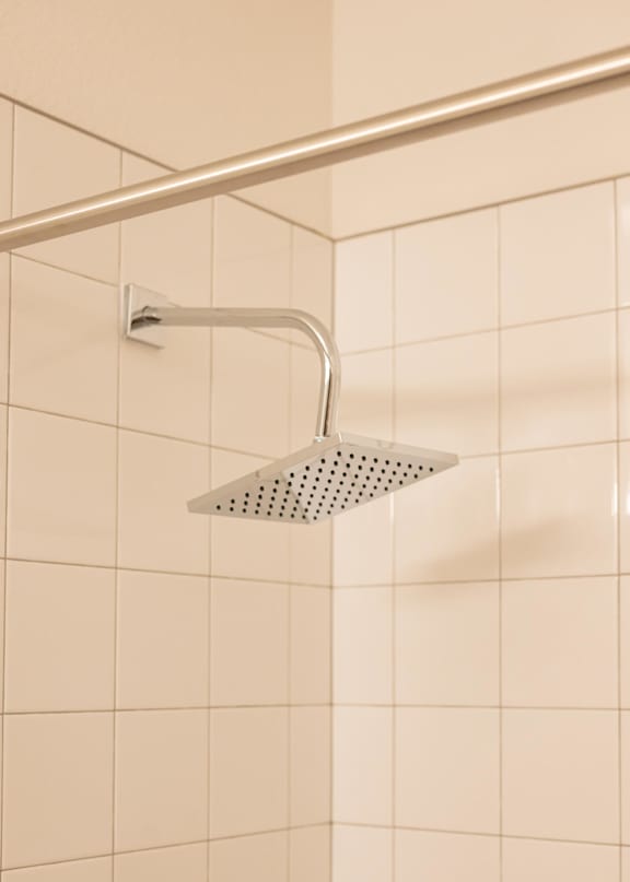 A shower head mounted on a wall.