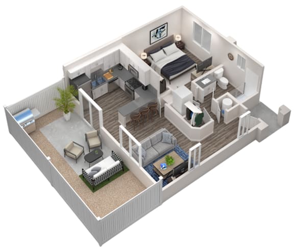 Floor Plan  One Bedroom, One Bath
