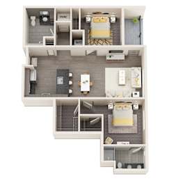 UNIT 2C Floor Plan at Vicina - Modern Urban Flats, Troy, NY, 12180