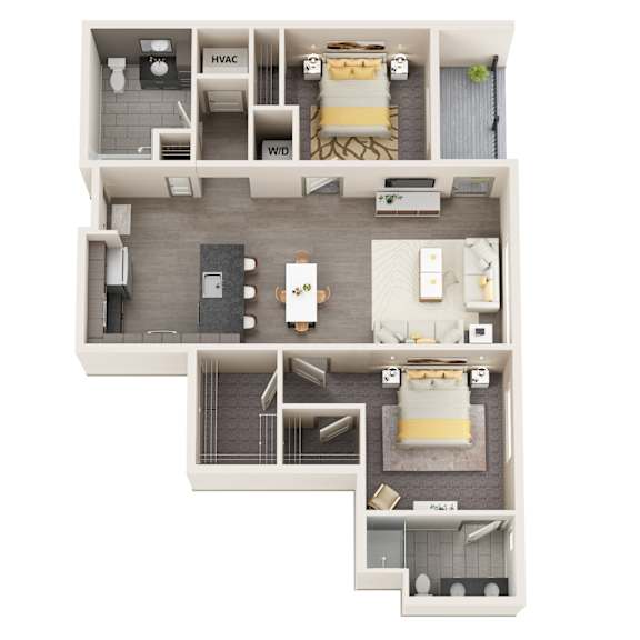 UNIT 2C Floor Plan at Vicina - Modern Urban Flats, Troy, NY, 12180