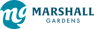 The image is a logo for Marshall Gardens.