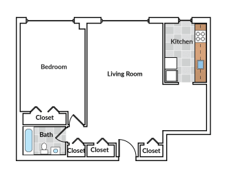  Floor Plan 1 Bedroom