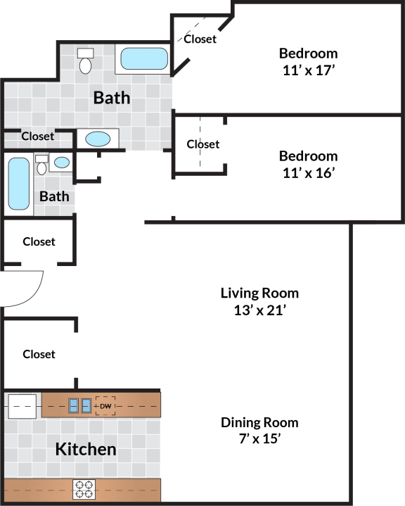 Floor Plan 2 Bedroom - 01 Tier