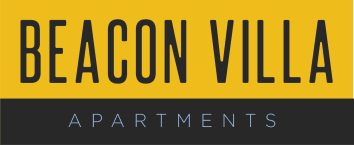 a yellow background with the words beacon villa apartments