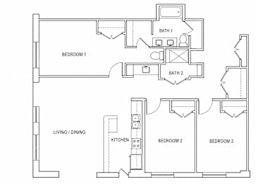  Floor Plan 3BD2BA