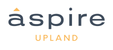the logo for aspire upland with a triangle in the middle of the word aspire
