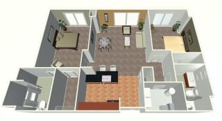 2 bed apartment-2 Bed Q floor plan at Midtown Crossing Apartments in midtown Omaha NE 68131