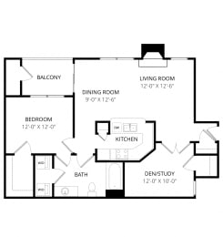 Quail Landing | B1 Floor Plan 2 Bedroom 1 Bath