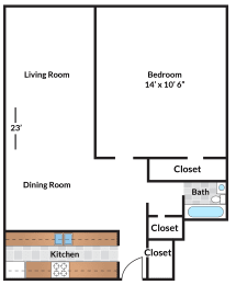  Floor Plan 1 Bedroom - 01 Tier