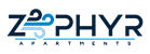A logo for Zephyr Apartments features a stylized "Z" and "P" in blue.