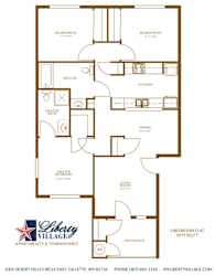Liberty Village Apartments and Townhomes Three Bedroom Flat Floor Plan