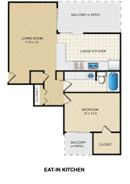 1 Bedroom, 1 Bath Floorplan at Bremerton Park Apartments Homes in Prairie Village, Kansas