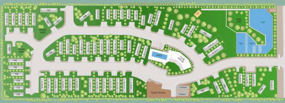 a map of a neighborhood with houses and trees