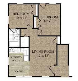  Floor Plan 2 Bed 1 Bath