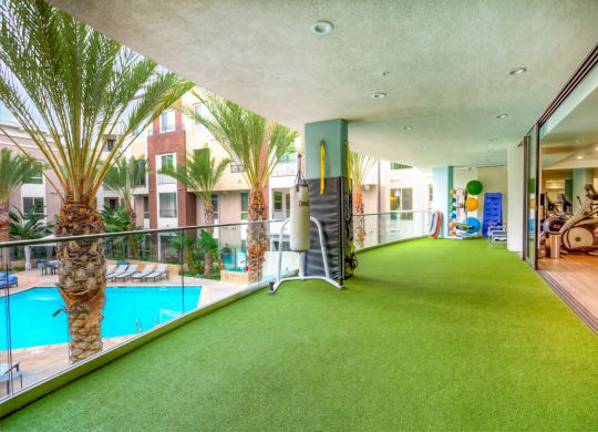 Outdoor fitness area at Accent Apartments, Playa Vista, California
