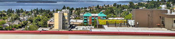 Community- Panoramic View of City From Rooftop at Mural, Seattle, Washington