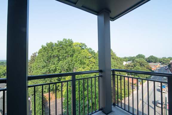 Private balcony at NOVI overlooking charming downtown Concord, NC.