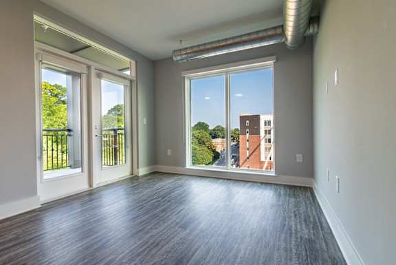 Luxury living room overlooking Downtown Concord, North Carolina