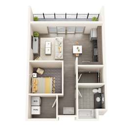 1 Bed - 1 Bath (Balcony)