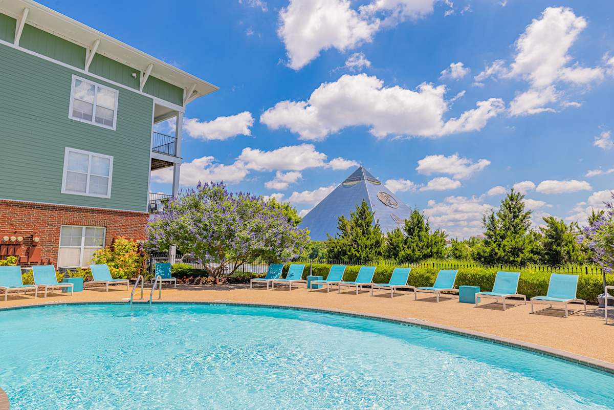 Grand Island Apartments pool area and views - Memphis, TN